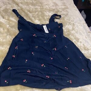 Old Navy Navy Blue Cherry Print Mini Dress